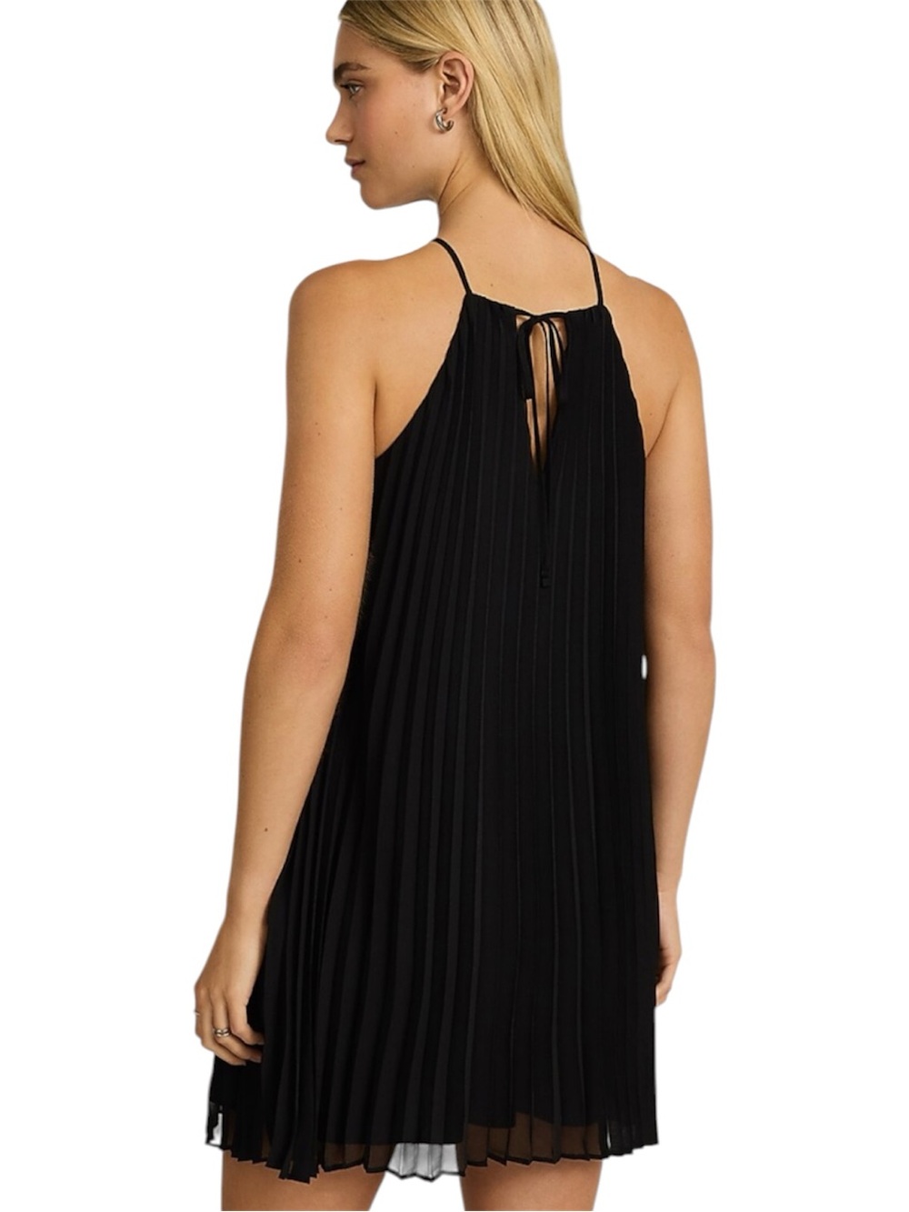 Express Pleated Halter Sleeveless Mini Cocktail Party Dinner Dress
